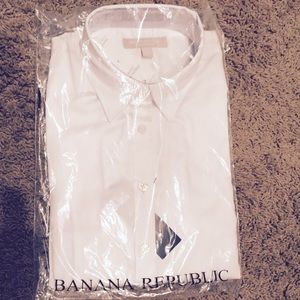 Banana Republic Long Sleeved White Trouser Shirt