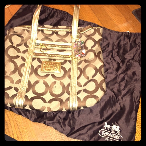 Signature Logo Coach Tote Handbag