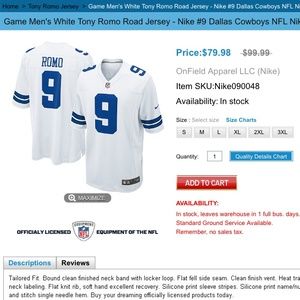 Cowboys tony romo jersey