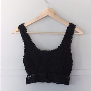 Black Crotchet Knit Half Top