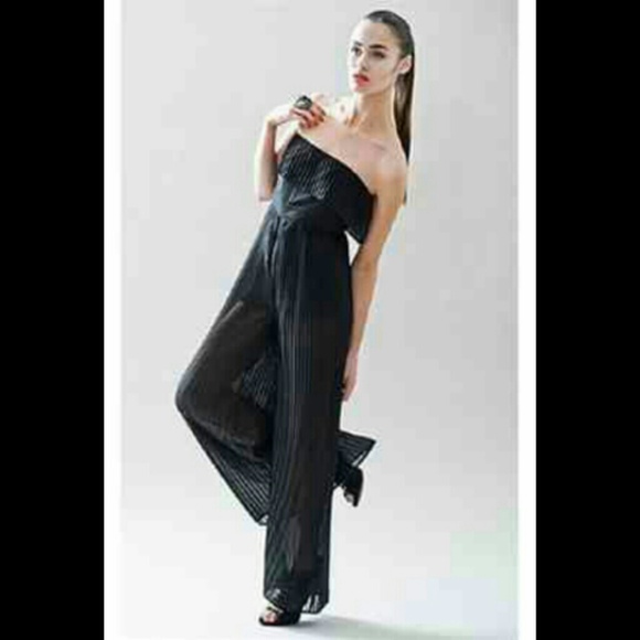 New! Keepsake pleated strapless black jumpsuit 6