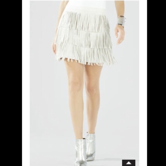 BCBG Lotti faux-suede fringe mini skirt