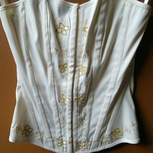 Off white corset with gold flower details
