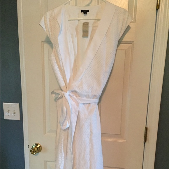 Long all white wrap dress