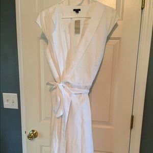 Long all white wrap dress