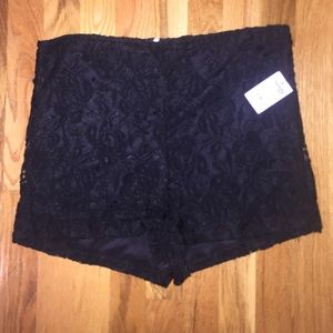 Black lace high waisted shorts