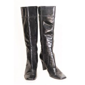 Knee-High Black Leather Boots
