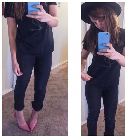 Black Yves Saint Laurent  "YSL" T-Shirt