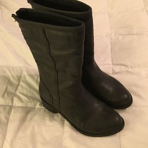 Black mid calf boots