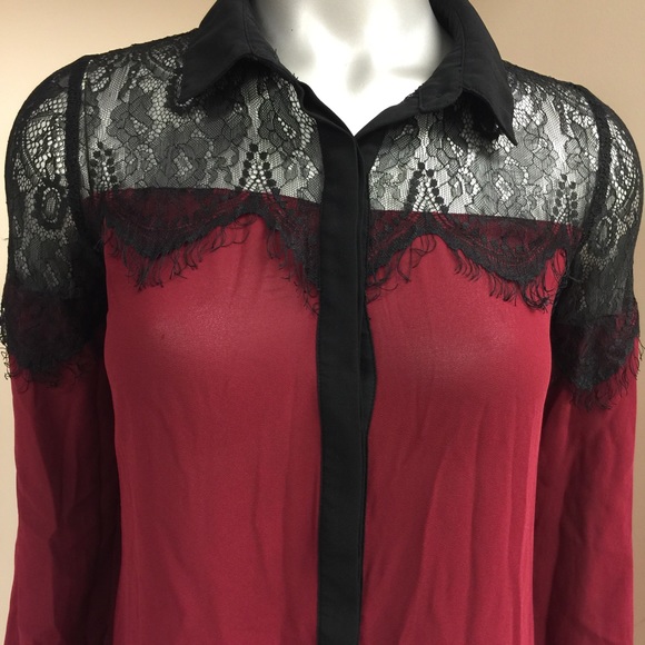 Tobi Maroon & Black Lace Top - Picture 2 of 3