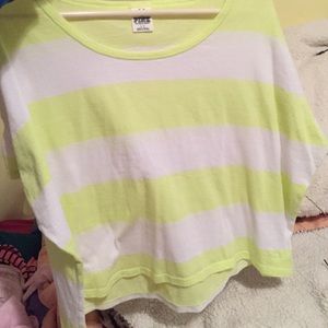yellow/lime green loose tee vs pink