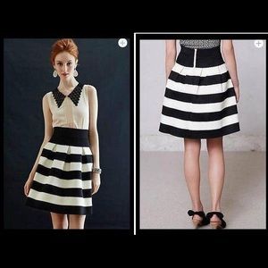 Rare Anthropologie Scalloped Stripes Ponte Skirt