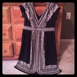 INC black dress with beaded and pattern detail