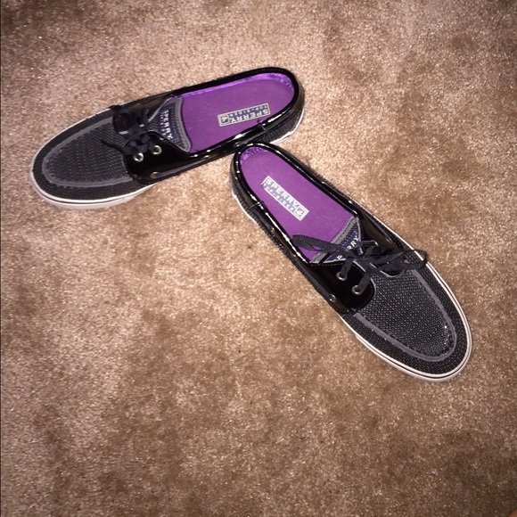 Sperry black sparkly shoes
