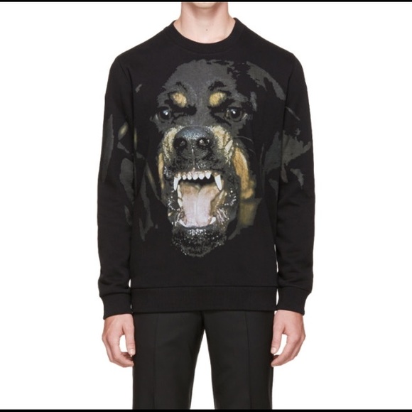 Black Rottweiler Print Sweatshirt