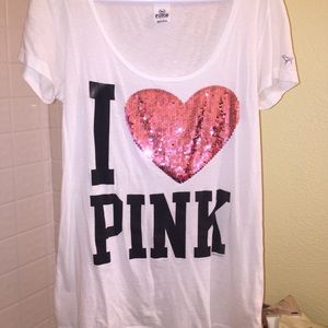 PINK Tee with bling heart!