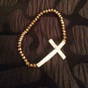 Rhinestone cross bracelet