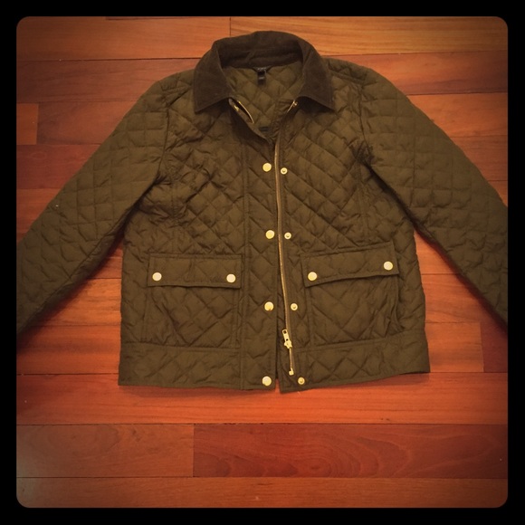 J Crew Olive Quilted Olive Jacket