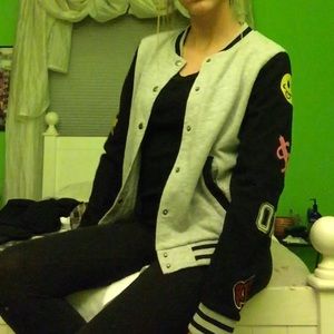 Patched Punk Letterman Jacket