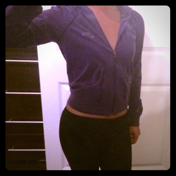 Bebe sport crop work out sweater in purple