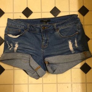 Low Rise Distressed Cuffed Shorts