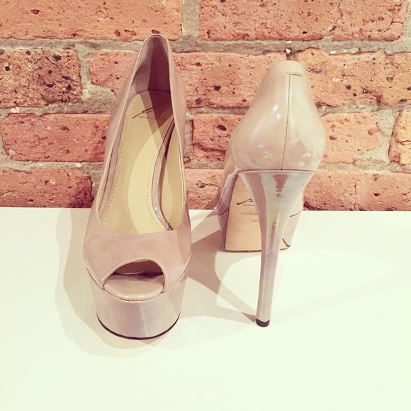 Brian Atwood Iridescent Nude Peeptoe Heel