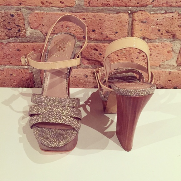 Vince Camuto Strappy Sandals with Wooden Heel