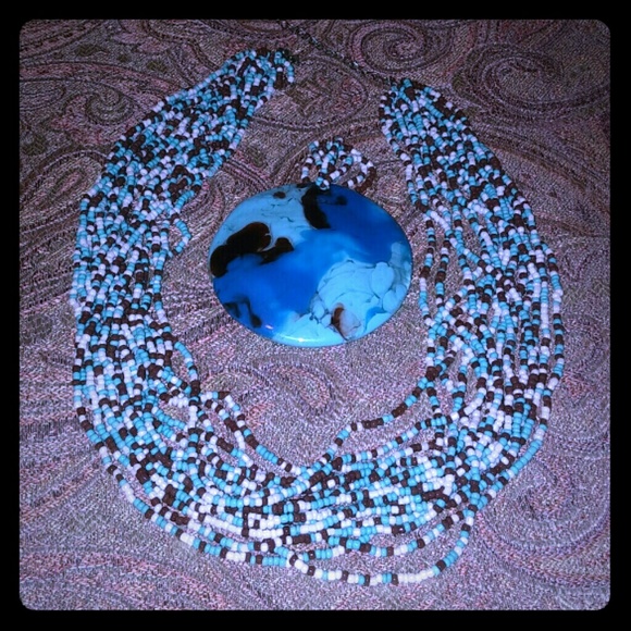 Beautiful beads and brooch necklace