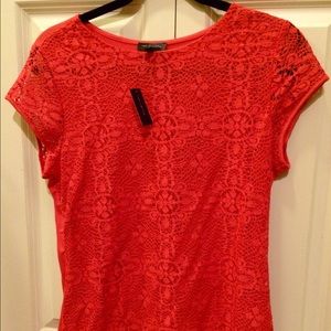 Red Lace Cap Sleeve Tee