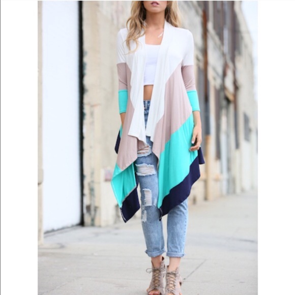 🆕The ADIELLE color block cardigan - MINT - Picture 3 of 4