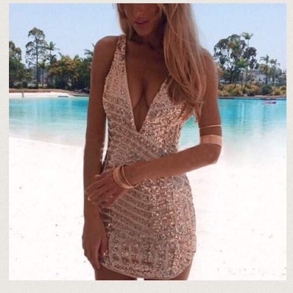 Rose Gold sequin cocktail dress
