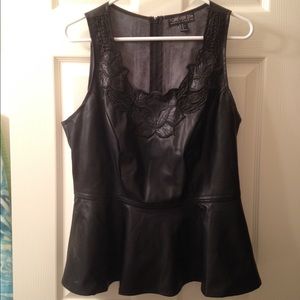 Leather tank top with design peplum