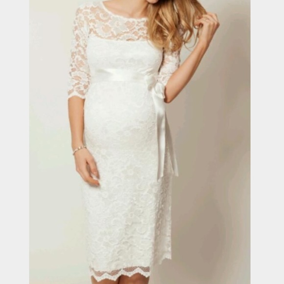 White, maternity Tiffany Rose wedding dress