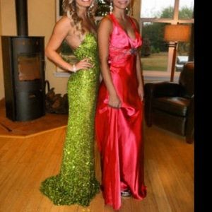 Selling both the pink and green long dresses