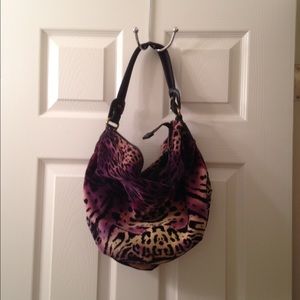 Lucky brand hobo leopard velvet handbag
