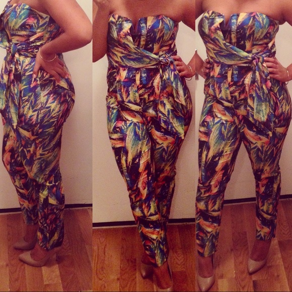 Vibrant & colorful strapless jumpsuit