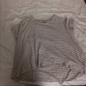 Chloe K cream and black striped shirt