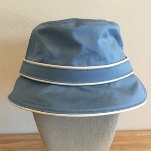 NEVER WORN Coach Sateen Hat w/ White Leather Trim