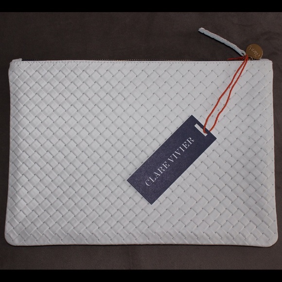 Clare V Handbags - Clare Vivier Baskte Woven White Flat Clutch