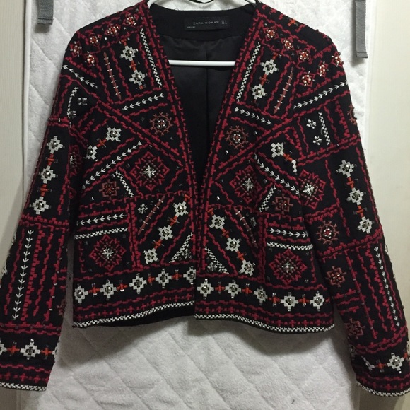 Zara embroidered blazer.