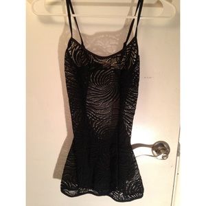 spandex mesh top w open back