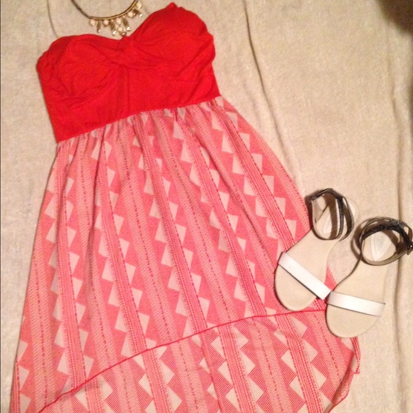 Orange and cream high low dress