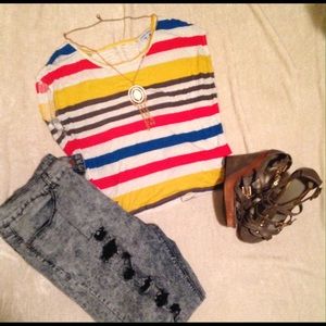 Multi colored striped dangle top