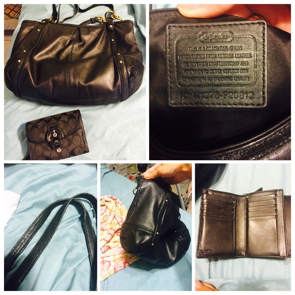 Black 100% leather coach purse