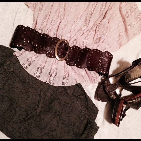 Brown and dark gold studded belt