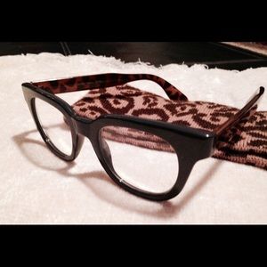 Dark grey frame & cheetah print clear glasses