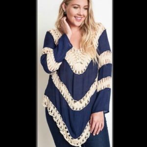 Umgee, Boho Crochet Plus Size Tunic Top 🌻