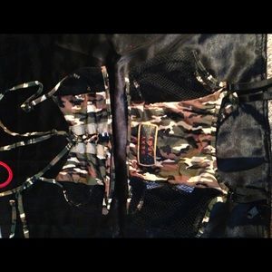 camo top with garter belt