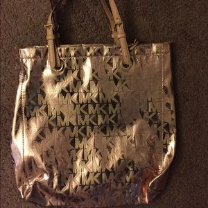 Michael Kors Jet Set Mirror Metallic Mk logo tote