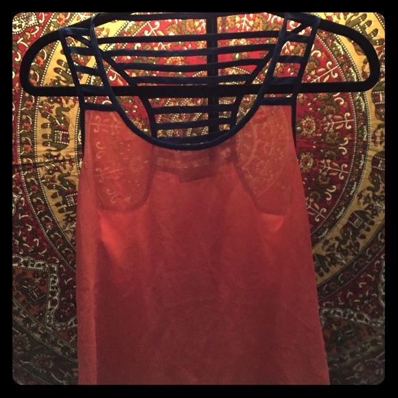 Sheer Orange and Blue Blouse